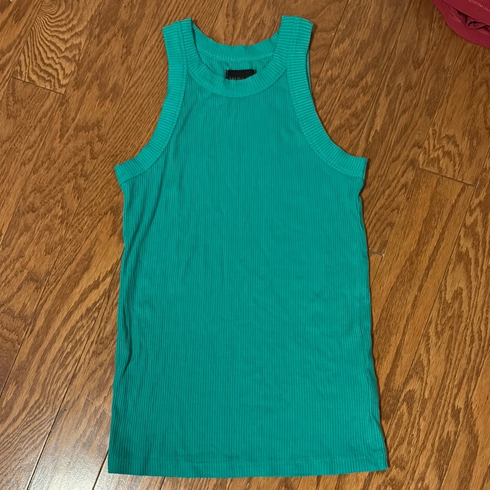 WSLY Green Ribbed Tank Top size Small